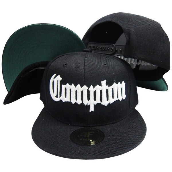 Compton Old English Black Adjustable Flatbill Snapback Hat