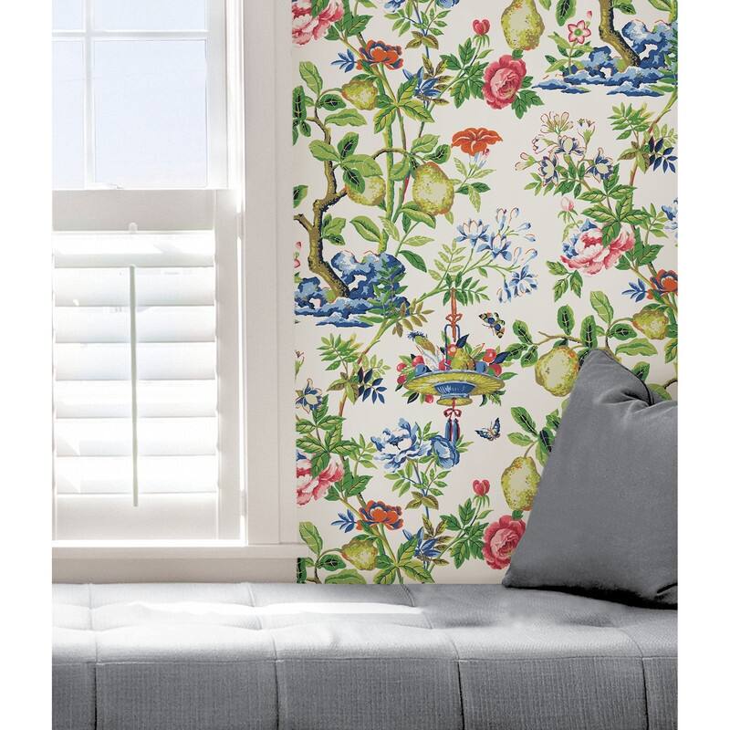 Scalamandre Bloom Shantung Garden Self Adhesive Peel & Stick Wallpaper