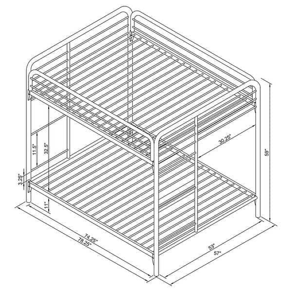 dimension image slide 1 of 9, Morgan Contemporary Metal Frame Bunk Bed