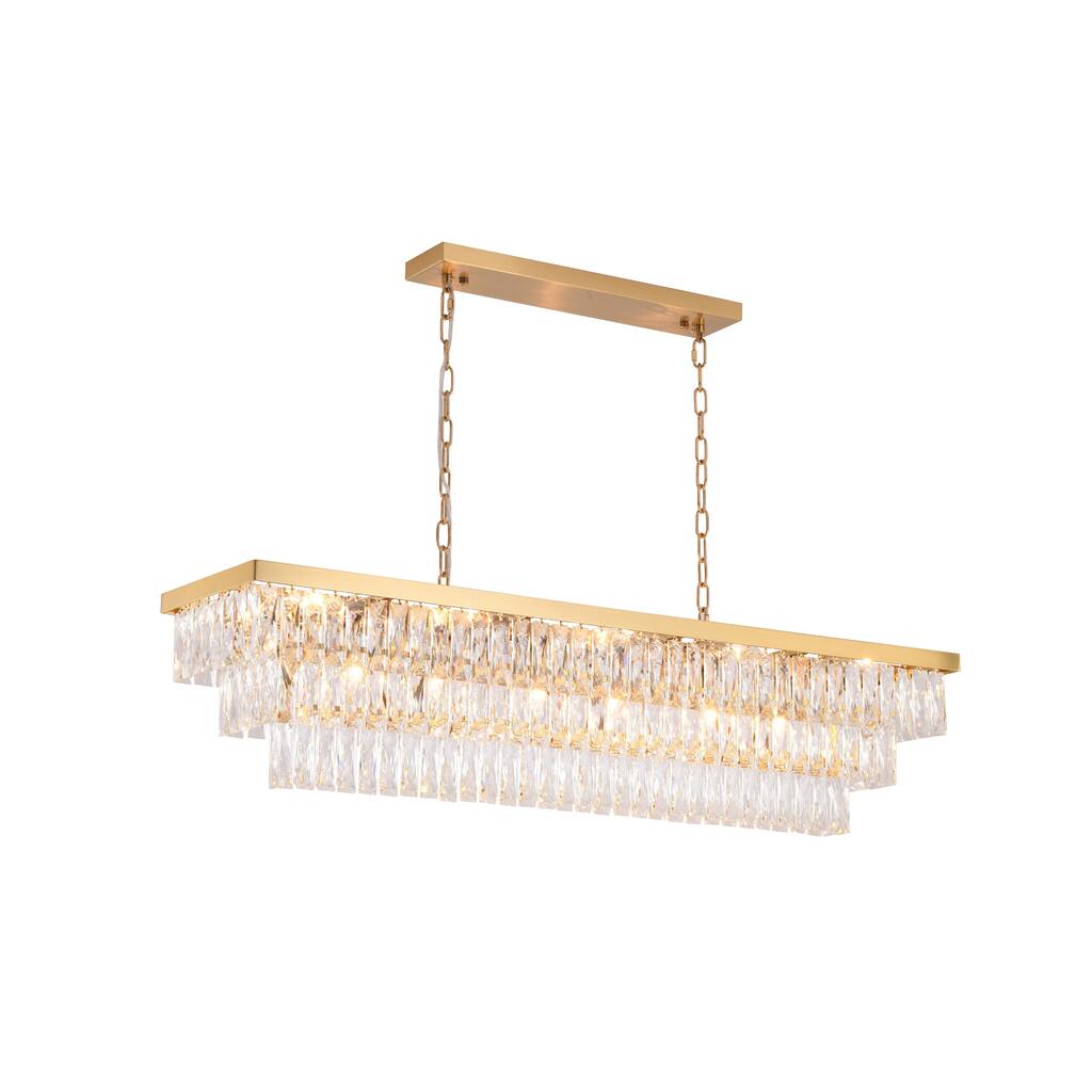 16-Light Gold Metal Chandelier With Clear Crystal