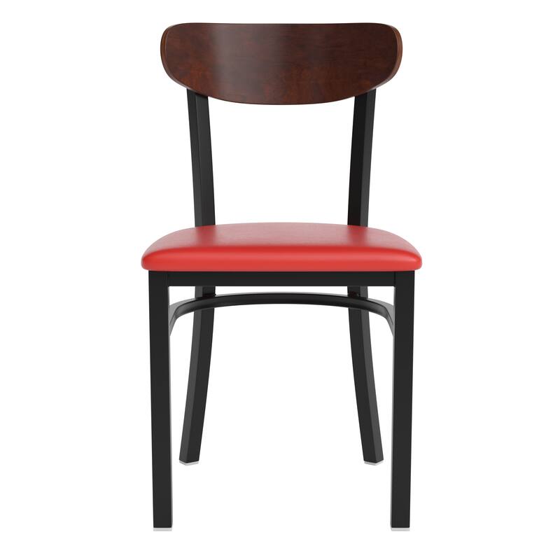 2PK Commercial Metal Dining Chairs with Boomerang Back