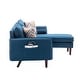 preview thumbnail 5 of 3, Mia Blue Linen Fabric Sectional Sofa with USB Charger