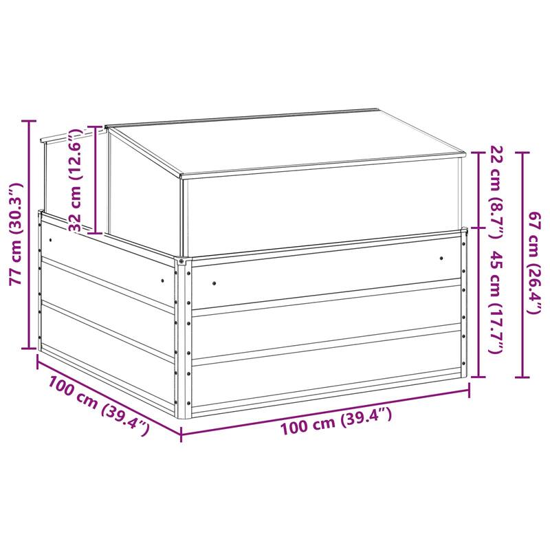 vidaXL Planter 39.37 x 39.37 x 30.31 in Galvanised Steel - 39.37 x 39.37 x 30.31