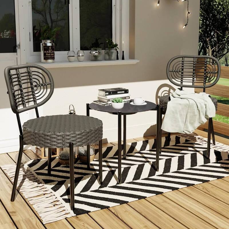 3 Pieces Outdoor Patio Set with Coffee Table for Balcony, Garden, Lawn or Backyard - 3PCs