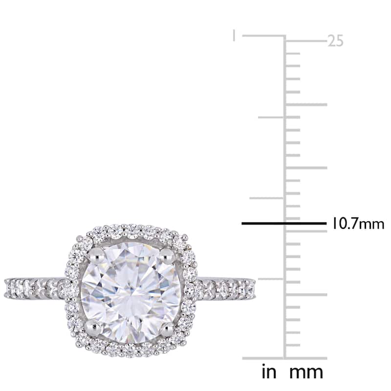 Miadora 2 1/2ct DEW Moissanite Halo Engagement Ring in 10k White Gold
