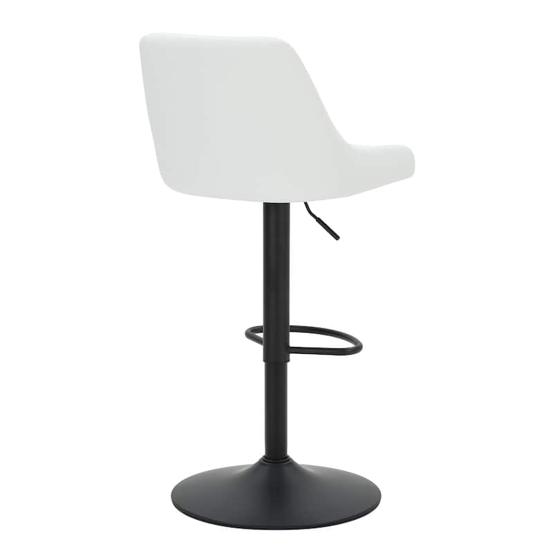 Modern Faux Leather and Metal Adjustable Air-Lift Stool with Swivel, Set of 4 - White and Black