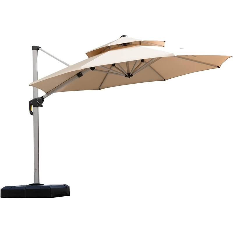 PURPLE LEAF Double Top Round Patio Large Cantilever 360 Degree Rotation 10/11/12/13ft Outdoor Classic Umbrella