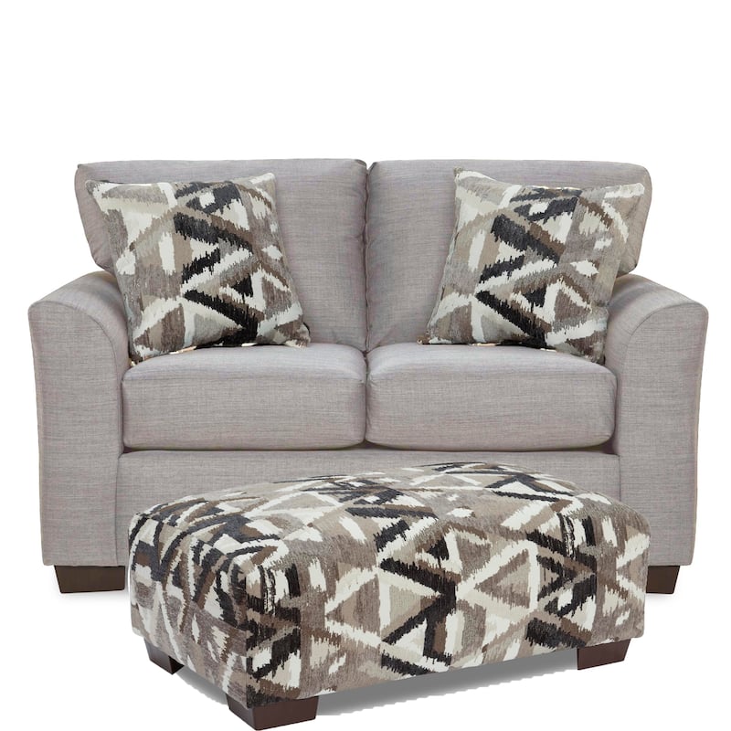 SofaTrendz Josie Loveseat-Ottoman Set - Light Grey