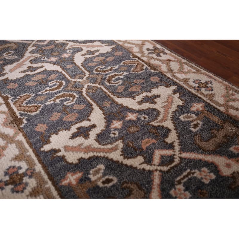 Oushak Oriental Runner Rug Handmade Blue Wool Carpet - 2'7"x 8'5"