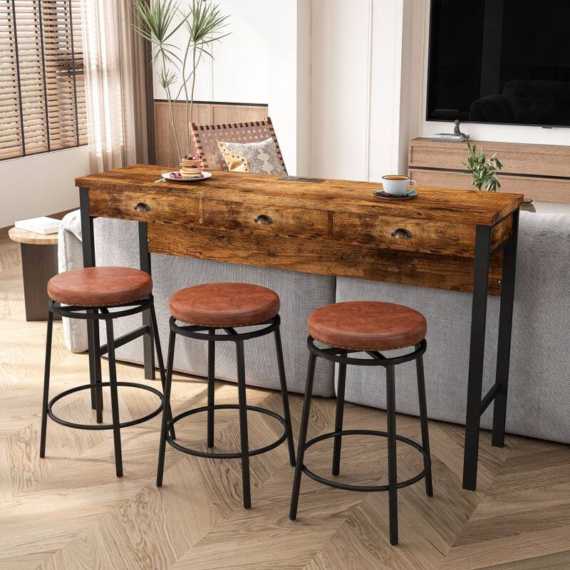 3-Drawer Long Dining Table Set
