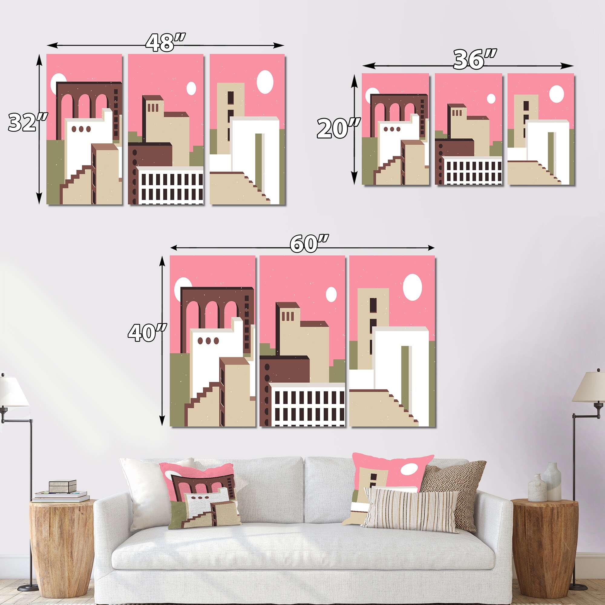 Designart Mid-Century Modern Art: Minimal Abstract Shapes in Retro Colors II - Vibrant Retro-Inspired Abstract Wall Art for Contemporary Spaces-image