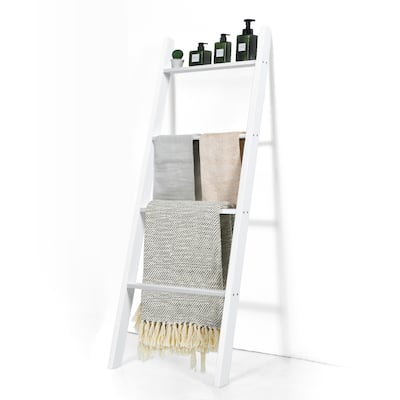 54” Leaning Wooden Blanket Ladder Rack for Storage Decorative Towel Shelf for Bedroom and Bathroom - 20" x 3" x 54" (L x W x H)