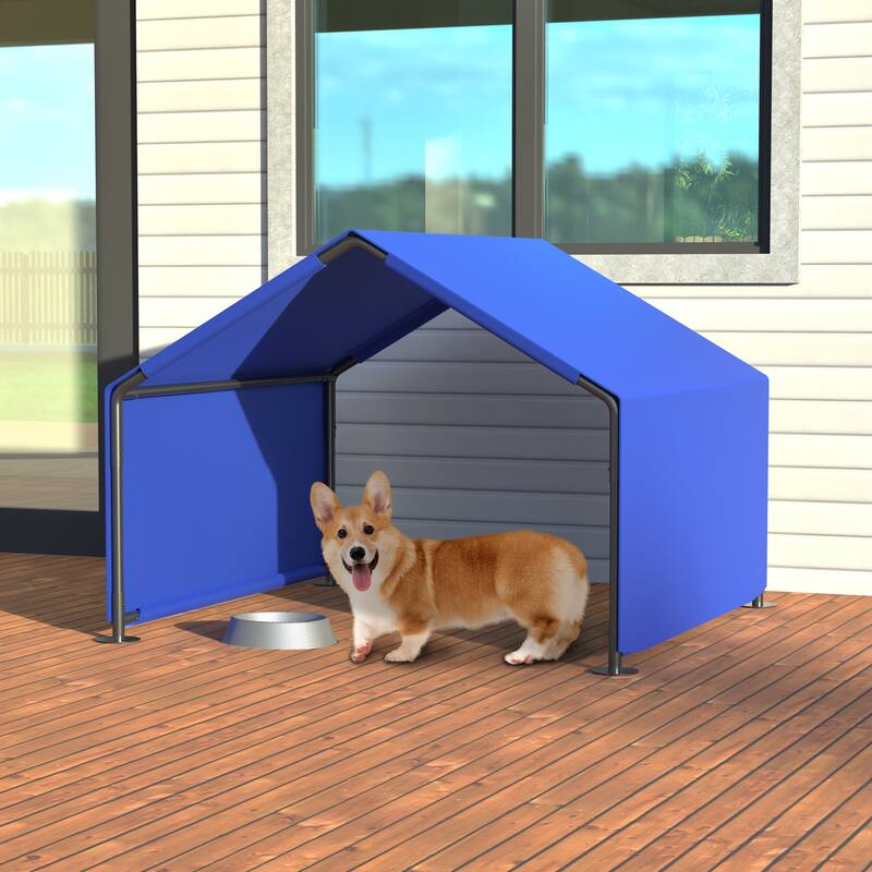 Blue Oxford Fabric Steel Dog Tent with Waterproof and Ventilated Design
