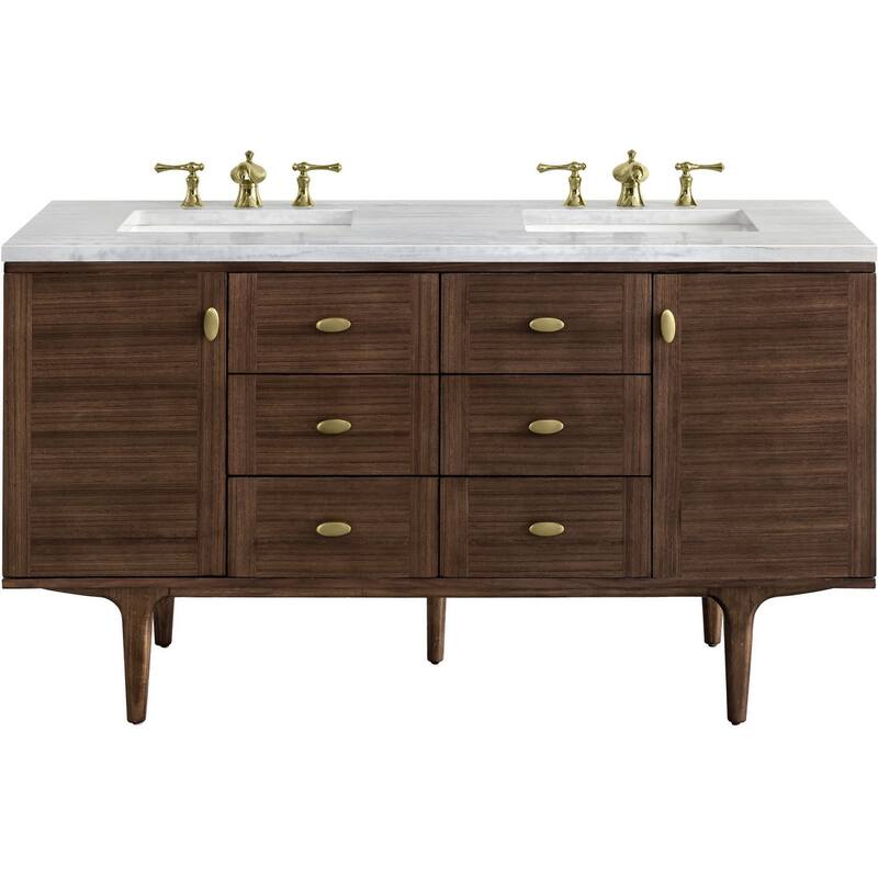 James Martin Vanities 670-V60D-3AF Amberly 60" Free Standing or Wall - Mid-Century Walnut - Walnut Finish