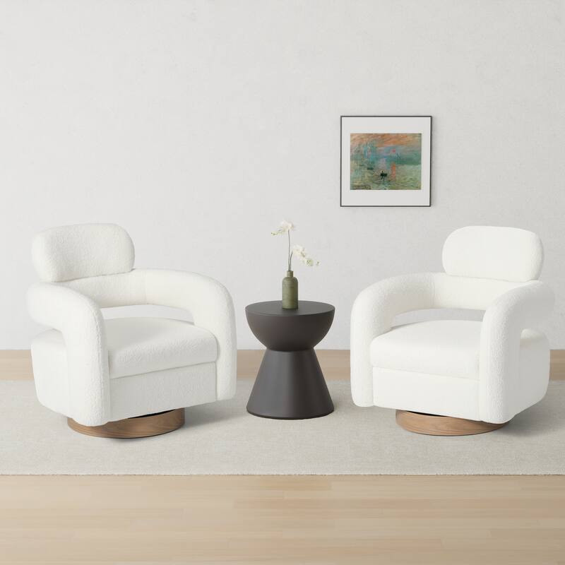 Bayville 29" Wide Sherpa Swivel Chair (Set of 2)