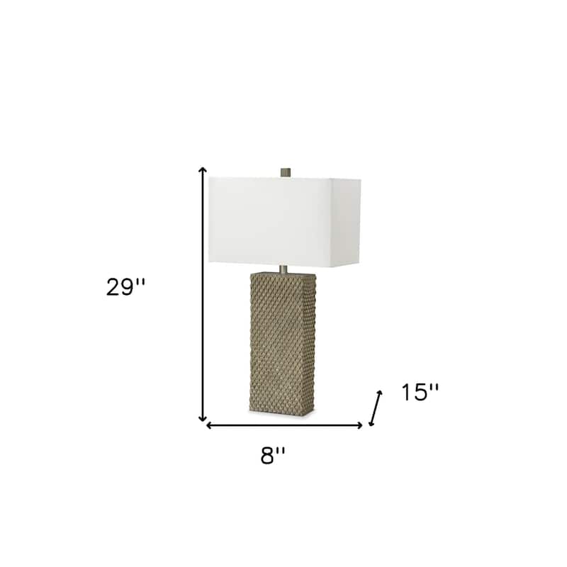 HomeRoots Set of Two 29" Gold Waffle Table Lamps With White Shade - 8