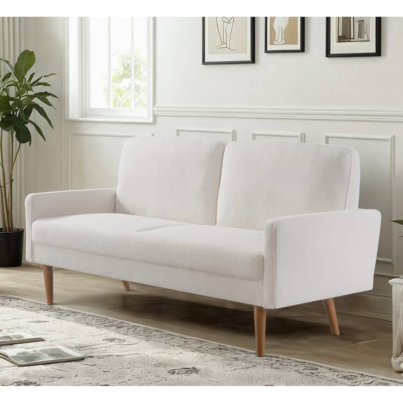 Ivory Velvet 3 Seater Sofa, European Style with Sleek Design for Home or Office