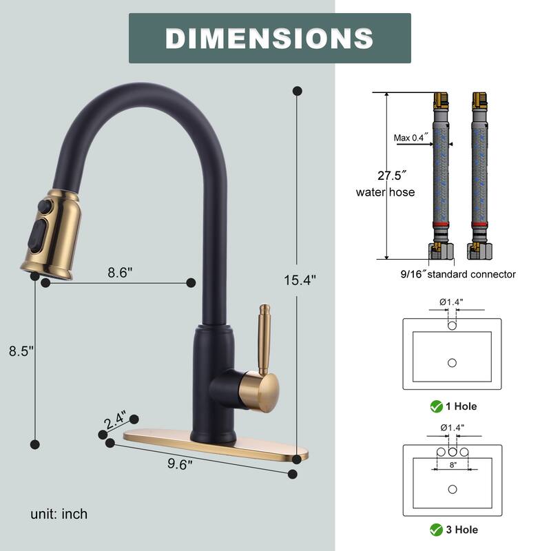 WOWOW Pull Down Sprayer Kitchen Faucet