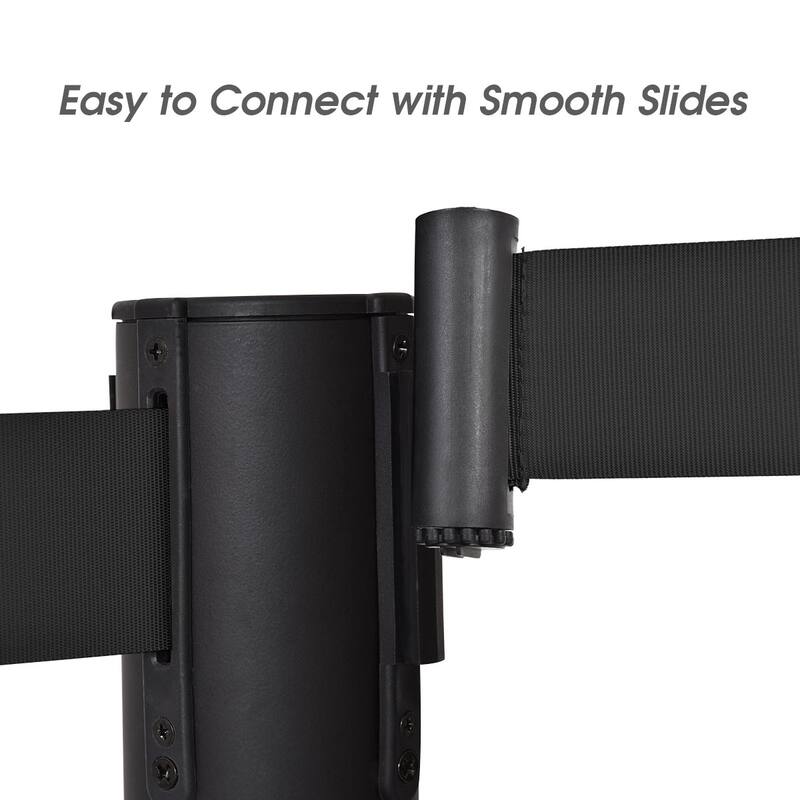 Costway 6Pcs Black Stanchion Posts Queue Pole Retractable Belt Crowd - See details