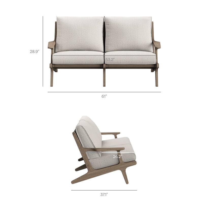 Saratoga 4-Piece Outdoor Patio Teak Wood Furniture Set