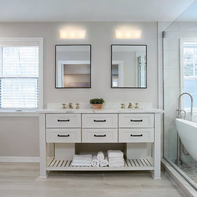 3-Light Modern Minimalist Rectangular Black & White Wall Sconce - Matte Black