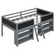preview thumbnail 25 of 24, Twin Size Low Loft Bed with Two Movable Shelves and Ladder, White