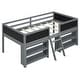 preview thumbnail 23 of 22, Twin Size Low Loft Kids Bed Frame with Movable Shelves, Decorative Chalkboard & Guardrails for Bedroom, Easy Assembly, White