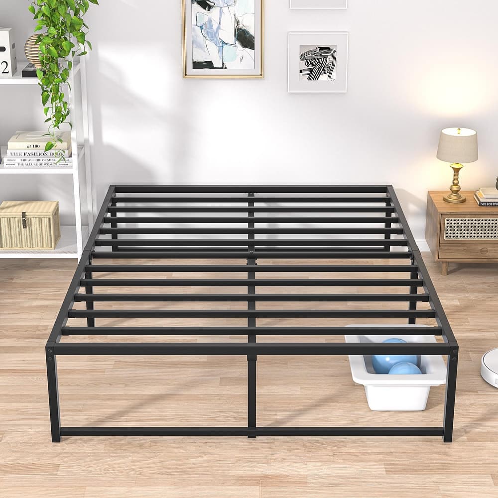 VECELO 14/16/18 inch Metal Platform Bed Frames Steel Slat,Mattress Foundation with Steel Slat Support/No Box Spring Needed