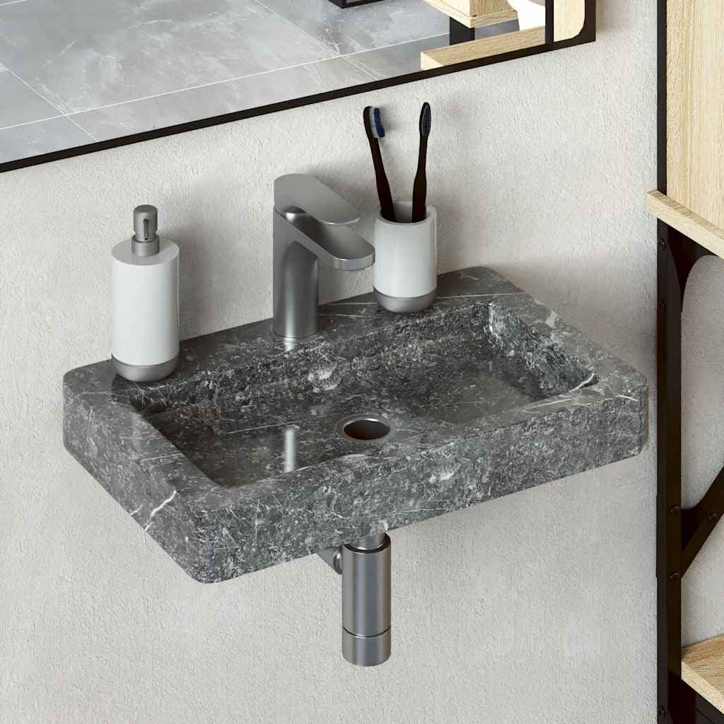 vidaXL Wall-mounted Sink Gray/Cream/Black 15"x9.4"x2.6" Marble