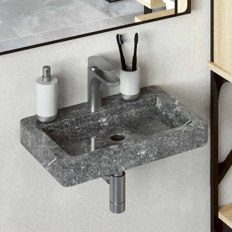 vidaXL Wall-mounted Sink Gray/Cream/Black 15"x9.4"x2.6" Marble