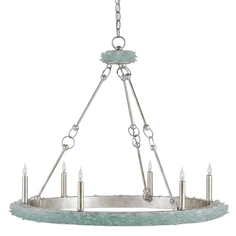 Currey & Company Tidewater Chandelier - 29"h x 35"dia - 29"h x 35"dia - Silver Granello/Seaglass