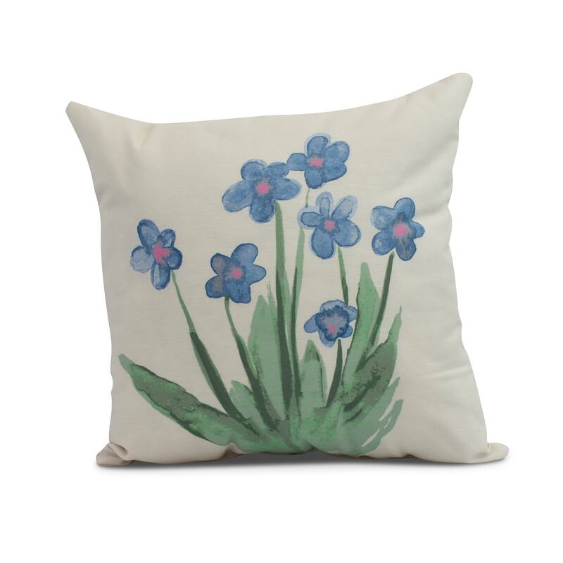 16 x 16 inch Pretty Little Flower Outdoor Pillow - Light Blue