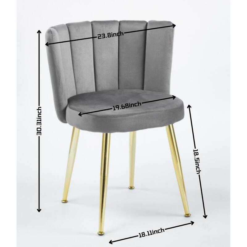Modern Velvet Dining Chair Set of 2, with Iron Tube Golden Legs and Comfortable Backrest