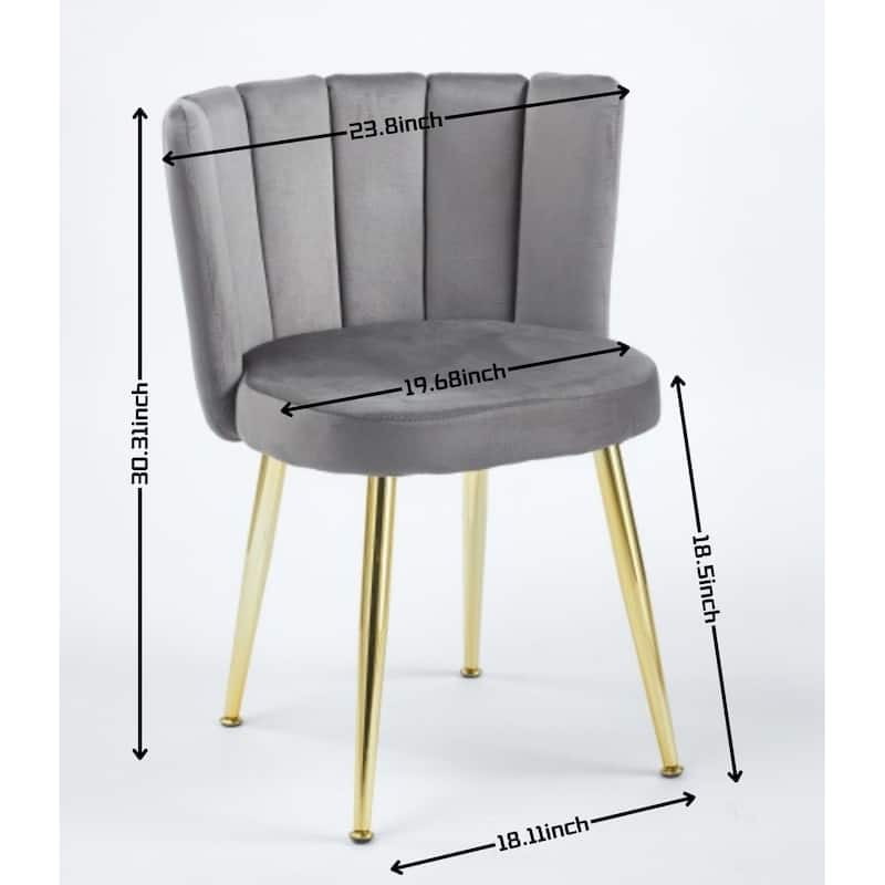 Modern dining chair(set of 2 ) with iron tube golden color legs, velvet and comfortable backrest