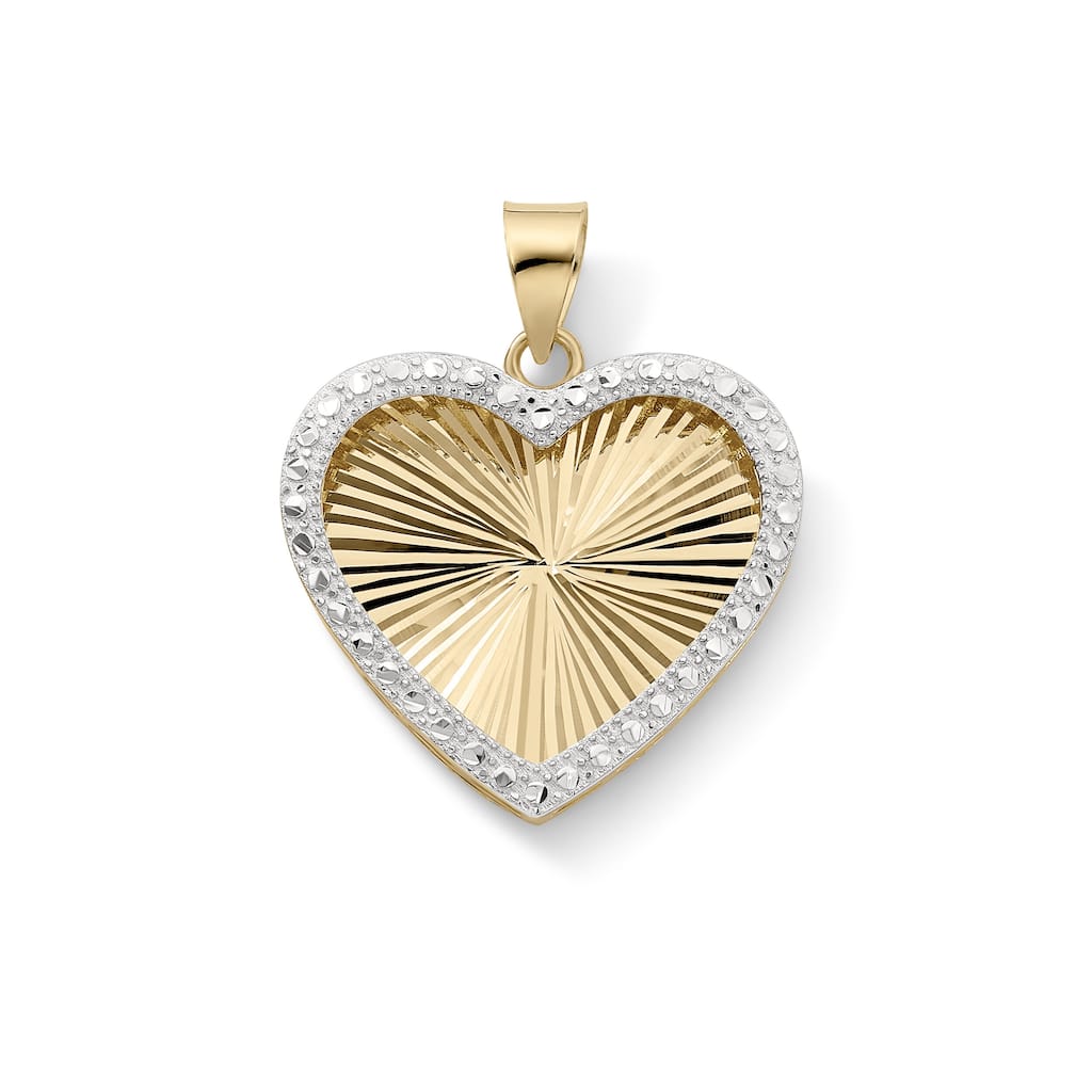 Clover 10K Gold Diamond-Cut Starburst Heart Pendant