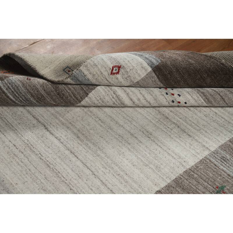 Hand Knotted Oriental 100% Wool Carpet Tribal Tribal Greys & Charcoal Gabbeh Area Rug - 7' 7'' X 5' 5''