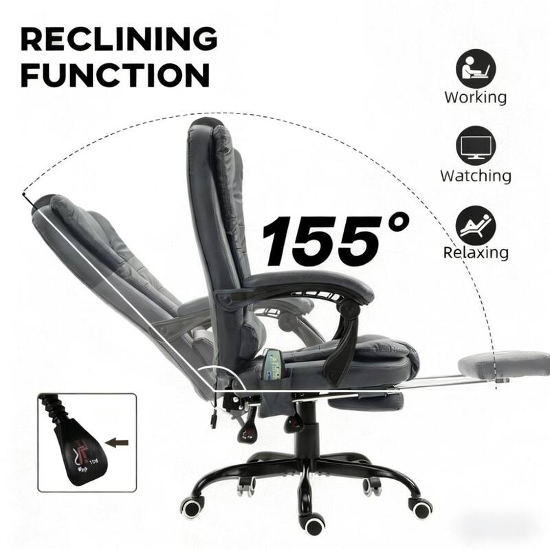 Massaging Office Desk Chair, Massage Office Chair High Back with Lumbar Support, Footrest