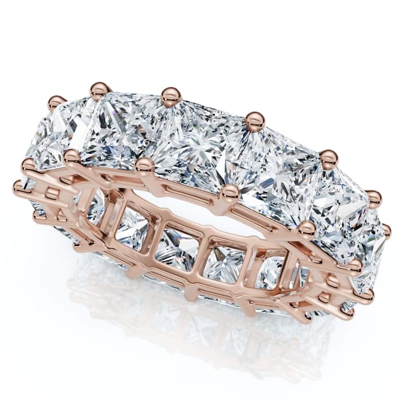 Bliss Diamond 8Ct Princess Cut Diamond Eternity Ring Gold Lab Grown 4.5mm Wide - 5 - Rose