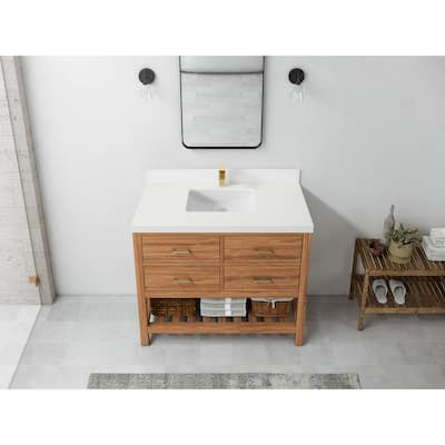 Willow Collections 42 in. W x 22 in. D Parker Solid Teak Single Sink Bathroom Vanity with Countertop