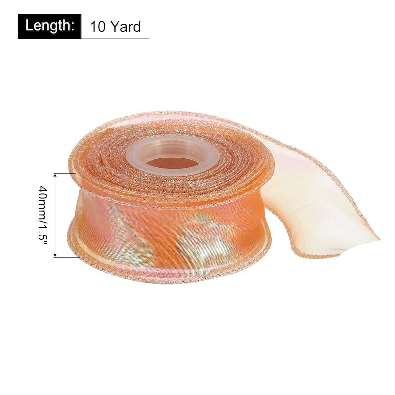 1.5 Inch 10 Yard Sheer Organza Ribbon Shimmer Chiffon Tulle Ribbons - Orange - 1 1/2" x 10 Yard