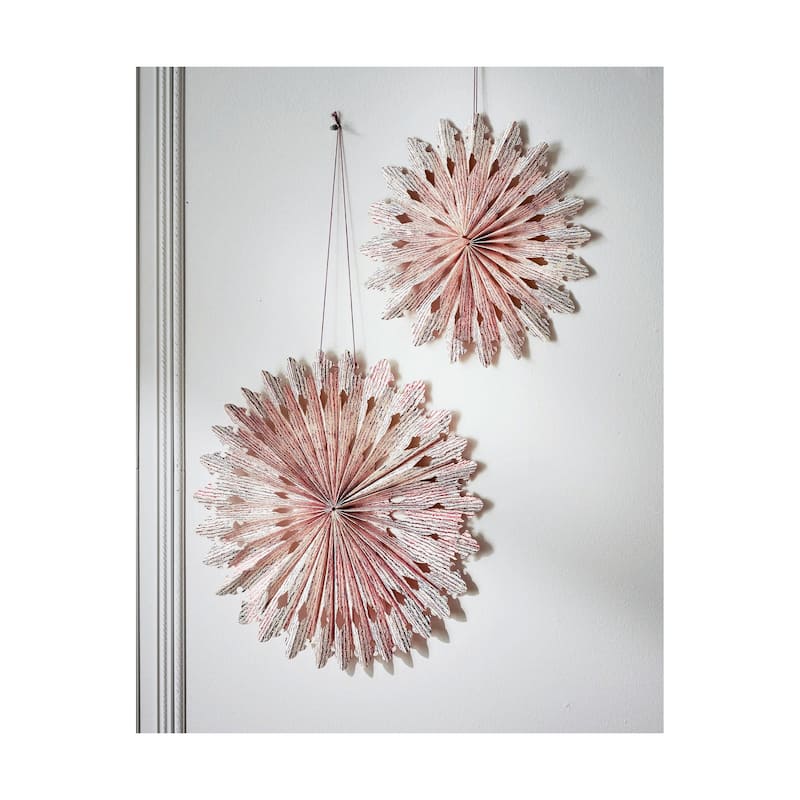 Noel Paper Snowflake Decor 15.75" - Holiday Decorative Sculpture for Winter and Christmas, Red Paper Ornament