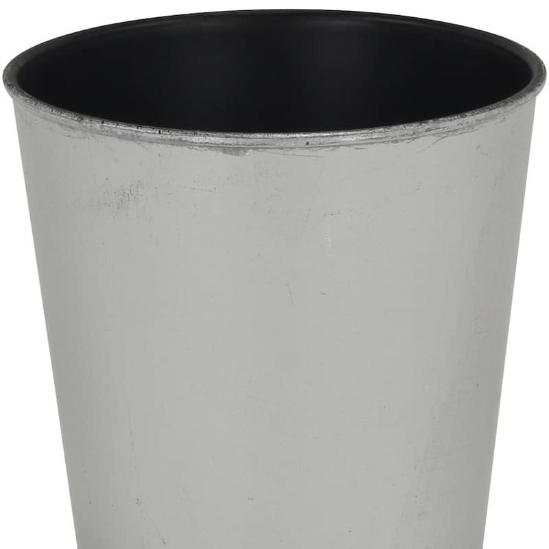 HomeRoots 5" Silver Recycled Plastic Indoor Outdoor Round Pot Planter