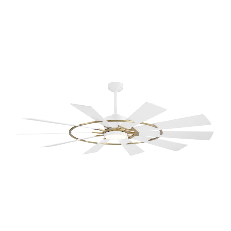 MLiAN Ceiling Fan with Lights Remote Control 6-Speed DC - 84 in - white blade