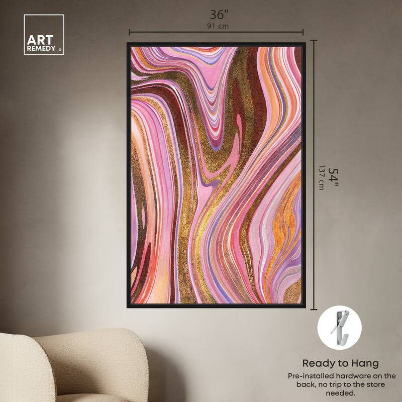 Art Remedy Doll Memories - Pink Geode Framed Mineral, Agate & Geode 1 Piece Canvas Wall Art