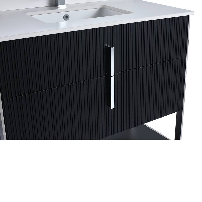 Fine Fixtures Serenity Modern Bathroom Vanity with White Stone Top