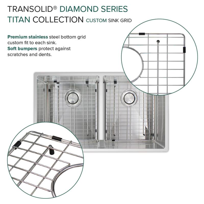 Diamond Titan Sink Kit with Equal Double Bowls, Undermount Installation, Accessories