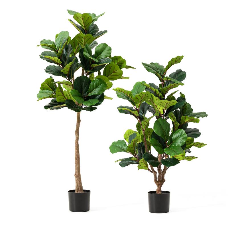 Glitzhome 3.5ft/5ft Artificial Fiddle Leaf Fig Tree Faux Plant with Pot