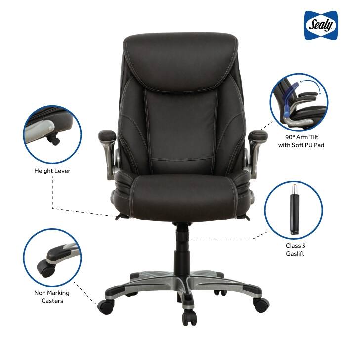 Sealy® Ryder Ergonomic High-Back Executive Office Chair with Adjustable Armrests