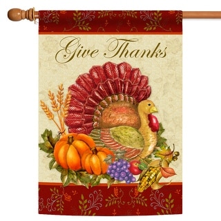 Red and Beige Thanksgiving Turkey Outdoor House Flag 40