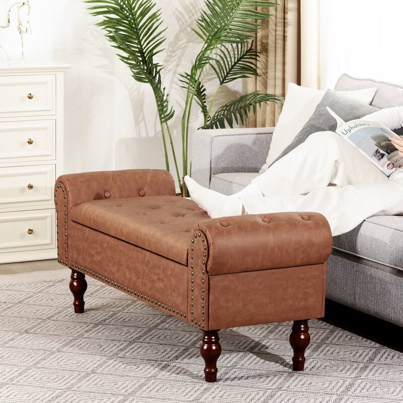 Adeco Storage Ottoman Bench for Bedroom